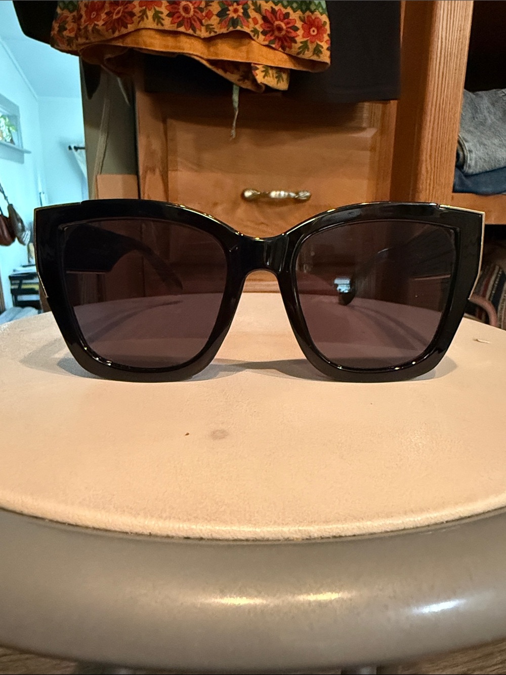 Foster Grant Oversized Square Sunglasses - Black Frame, Dark Lenses